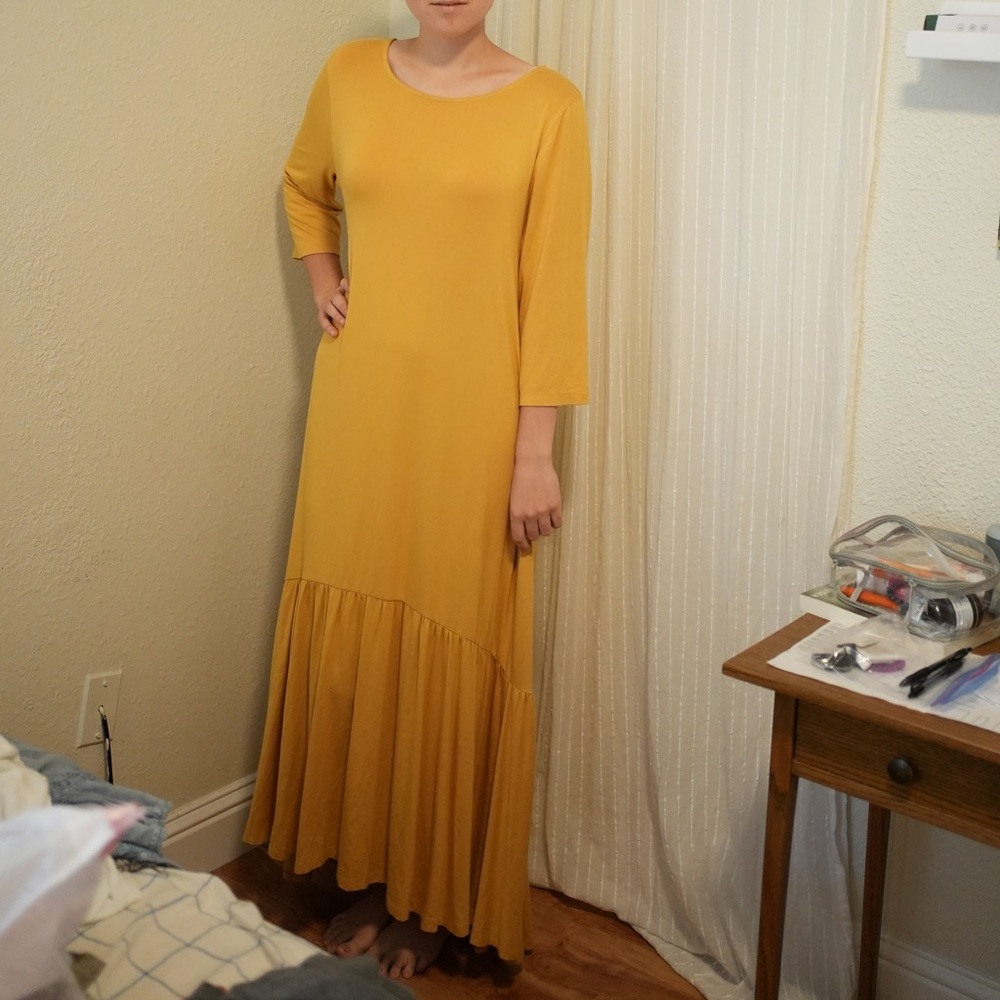 Yellow Maxi Dress | 95% rayon 5% spandex
